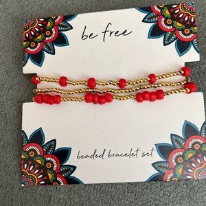 Francesca’s Red Be Free Bracelet Set - NWT